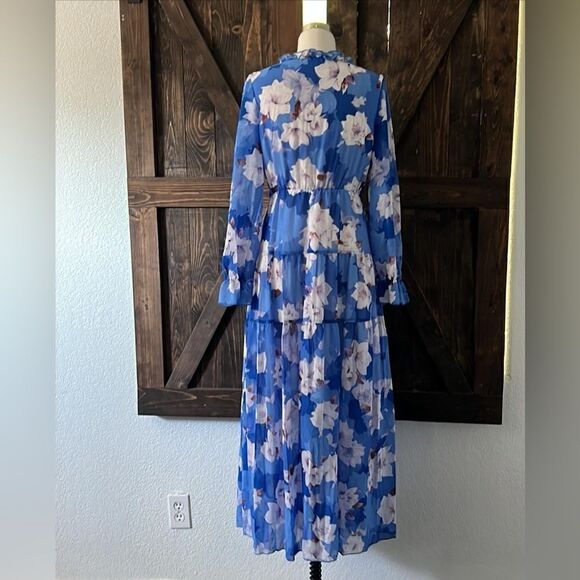 Casual Floral Deep V Neck Long Sleeve Long Evening bohemian Cocktail dress - Picture 8 of 12